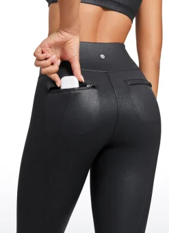 Faux Leather Back Pocket Legging 25"