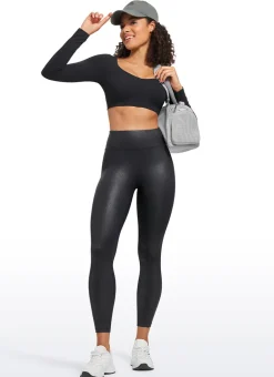 Faux Leather Back Pocket Legging 25"