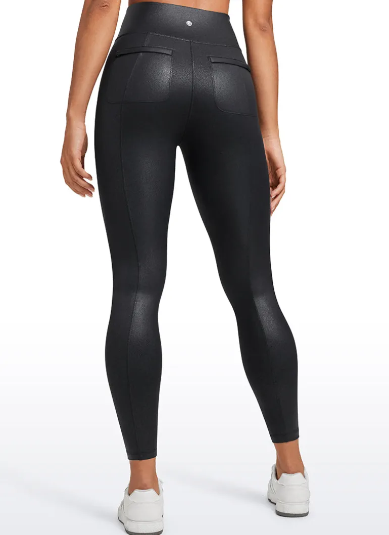 Faux Leather Back Pocket Legging 25"