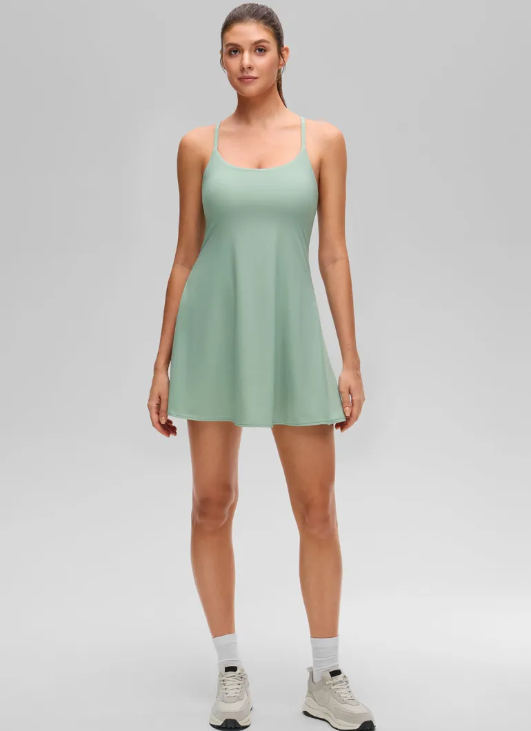 Feathery-Fit Drapey Built in Bra Liner Dress
