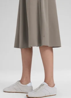 Feathery-Fit Drapey Pockets Midi Skirt