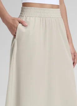 Feathery-Fit Drapey Pockets Midi Skirt