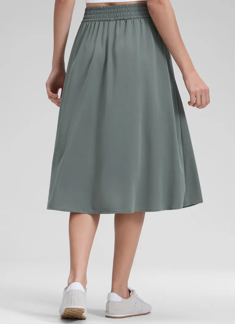 Feathery-Fit Drapey Pockets Midi Skirt