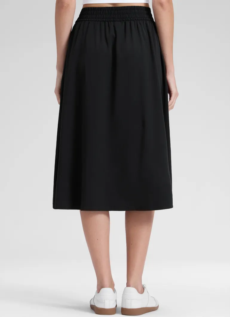 Feathery-Fit Drapey Pockets Midi Skirt