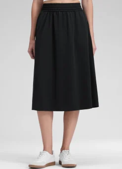 Feathery-Fit Drapey Pockets Midi Skirt