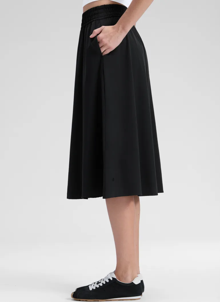 Feathery-Fit Drapey Pockets Midi Skirt