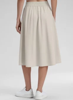 Feathery-Fit Drapey Pockets Midi Skirt