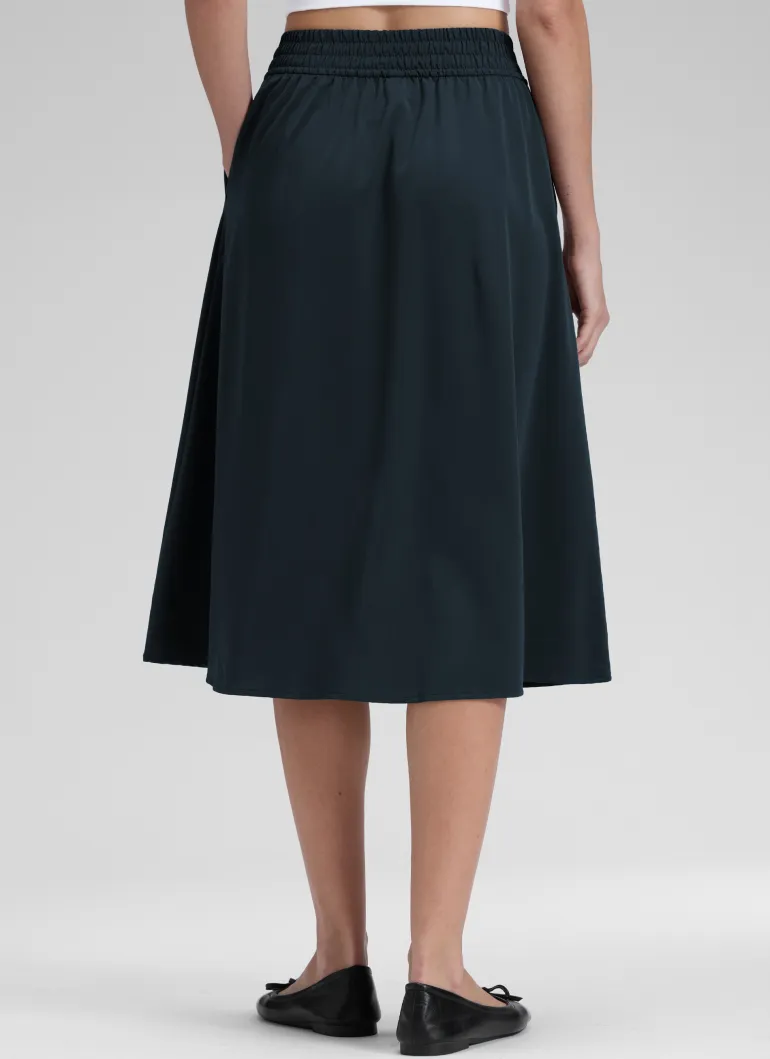 Feathery-Fit Drapey Pockets Midi Skirt
