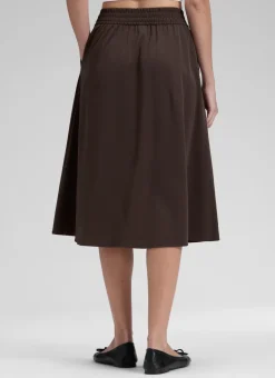 Feathery-Fit Drapey Pockets Midi Skirt