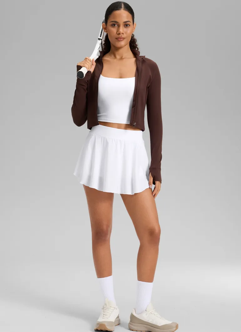 Feathery-Fit Drapey Side Slit Flowy Skirt 14''