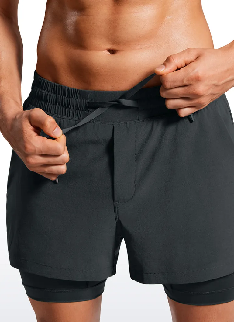Feathery-Fit 2 in 1 Athletic Shorts 3.5''- with Pockets & Long Liner