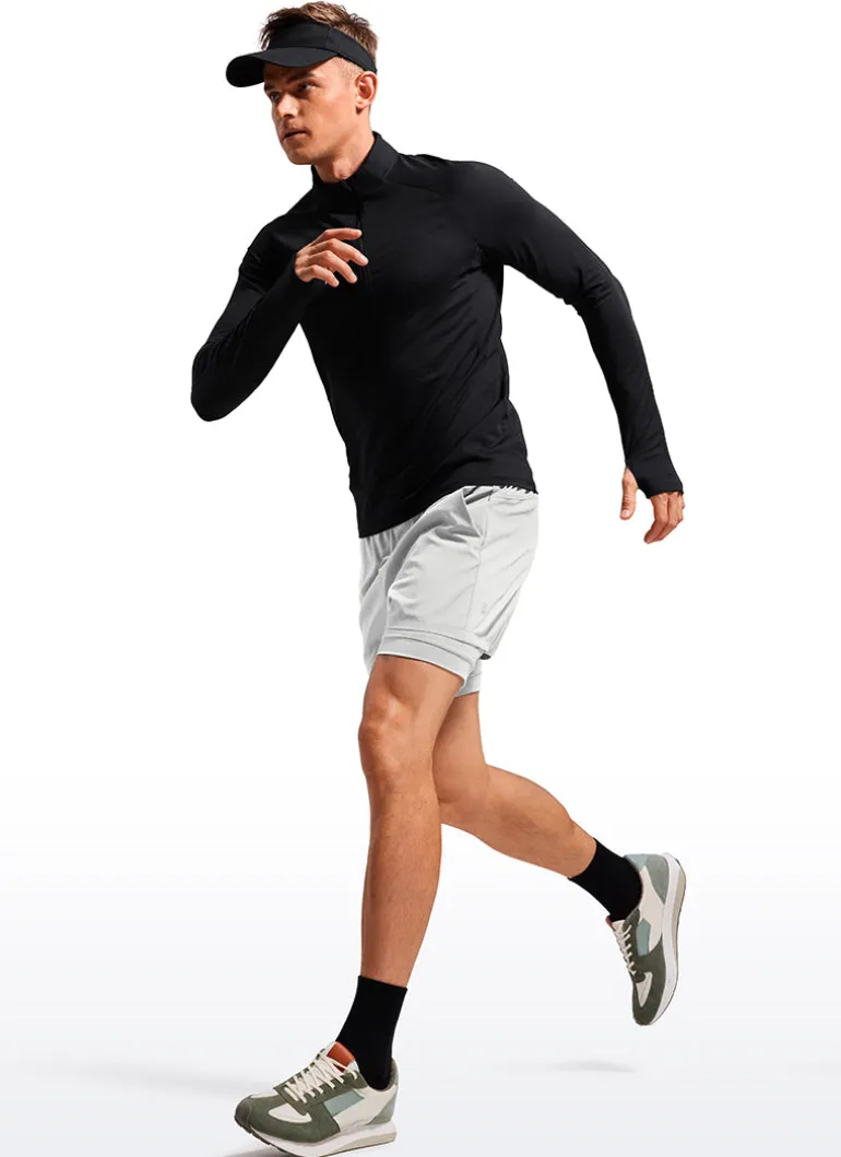 Feathery-Fit 2 in 1 Athletic Shorts 3.5''- with Pockets & Long Liner