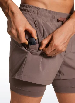 Feathery-Fit 2 in 1 Athletic Shorts 3.5''- with Pockets & Long Liner