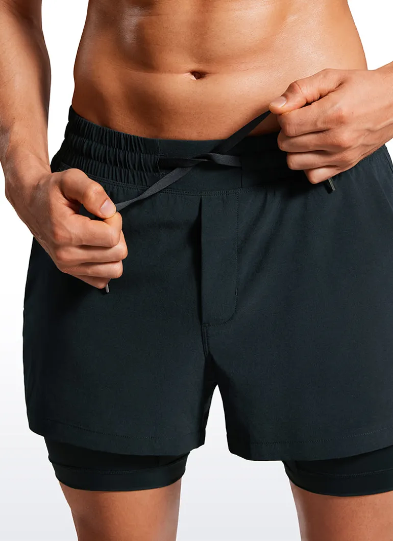 Feathery-Fit 2 in 1 Athletic Shorts 3.5''- with Pockets & Long Liner