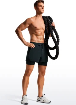 Feathery-Fit 2 in 1 Athletic Shorts 3.5''- with Pockets & Long Liner
