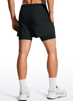 Feathery-Fit 2 in 1 Athletic Shorts 3.5''- with Pockets & Long Liner
