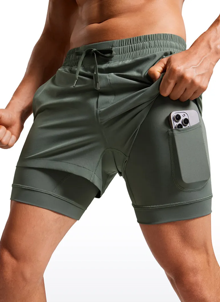 Feathery-Fit 2 in 1 Athletic Shorts 3.5''- with Pockets & Long Liner