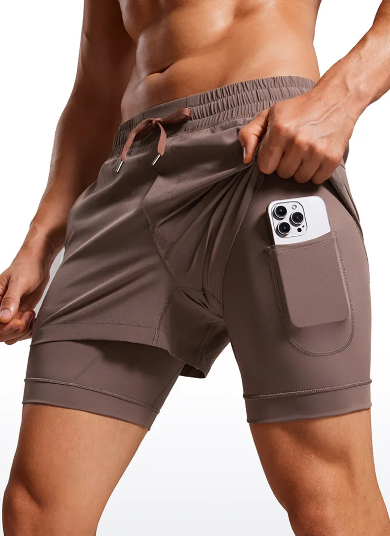 Feathery-Fit 2 in 1 Athletic Shorts 3.5''- with Pockets & Long Liner