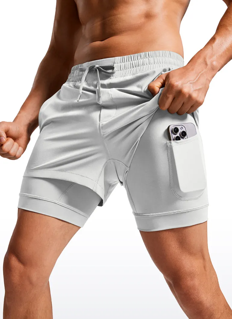 Feathery-Fit 2 in 1 Athletic Shorts 3.5''- with Pockets & Long Liner