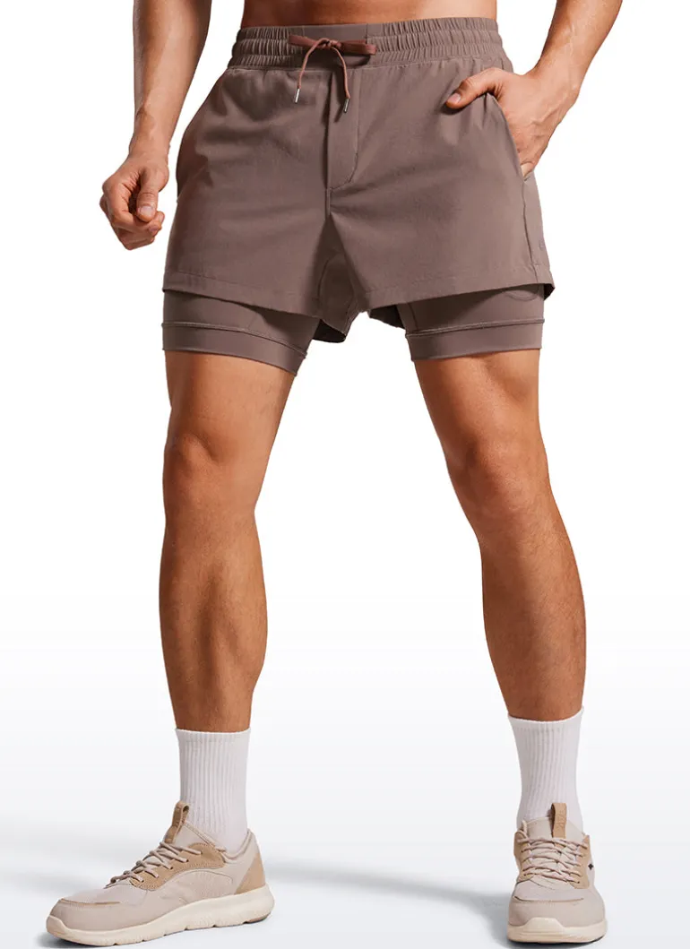 Feathery-Fit 2 in 1 Athletic Shorts 3.5''- with Pockets & Long Liner
