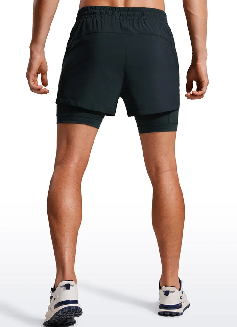 Feathery-Fit 2 in 1 Athletic Shorts 3.5''- with Pockets & Long Liner