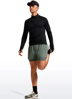 Feathery-Fit 2 in 1 Athletic Shorts 3.5''- with Pockets & Long Liner