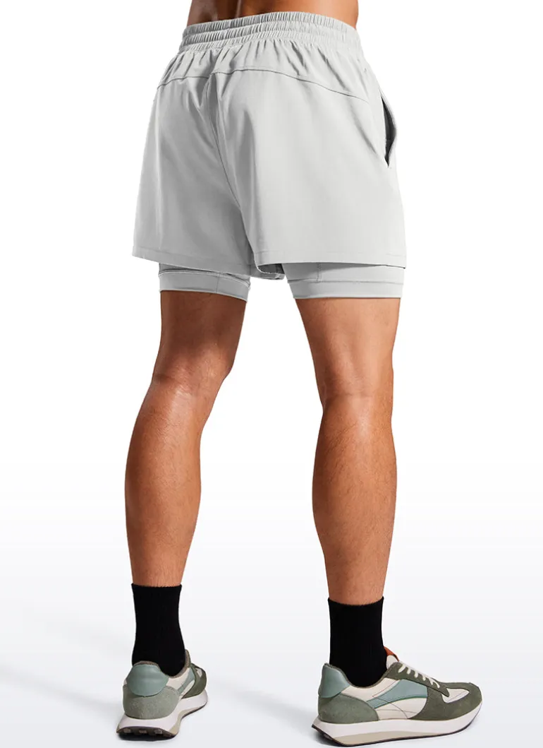 Feathery-Fit 2 in 1 Athletic Shorts 3.5''- with Pockets & Long Liner