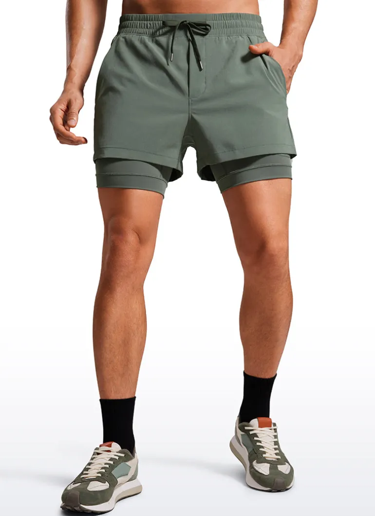 Feathery-Fit 2 in 1 Athletic Shorts 3.5''- with Pockets & Long Liner