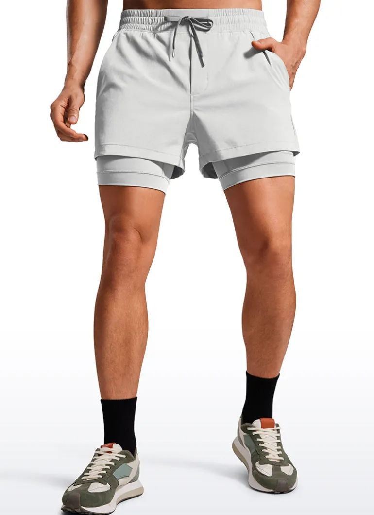Feathery-Fit 2 in 1 Athletic Shorts 3.5''- with Pockets & Long Liner