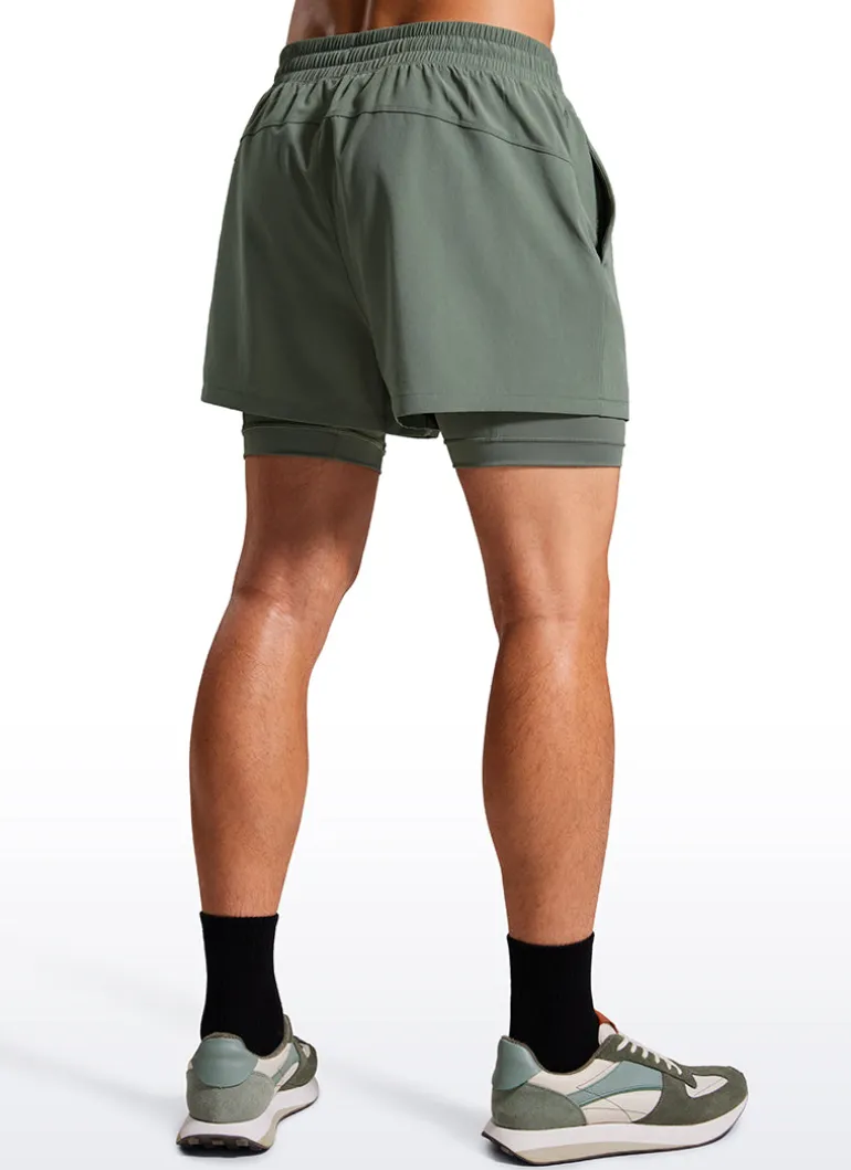 Feathery-Fit 2 in 1 Athletic Shorts 3.5''- with Pockets & Long Liner