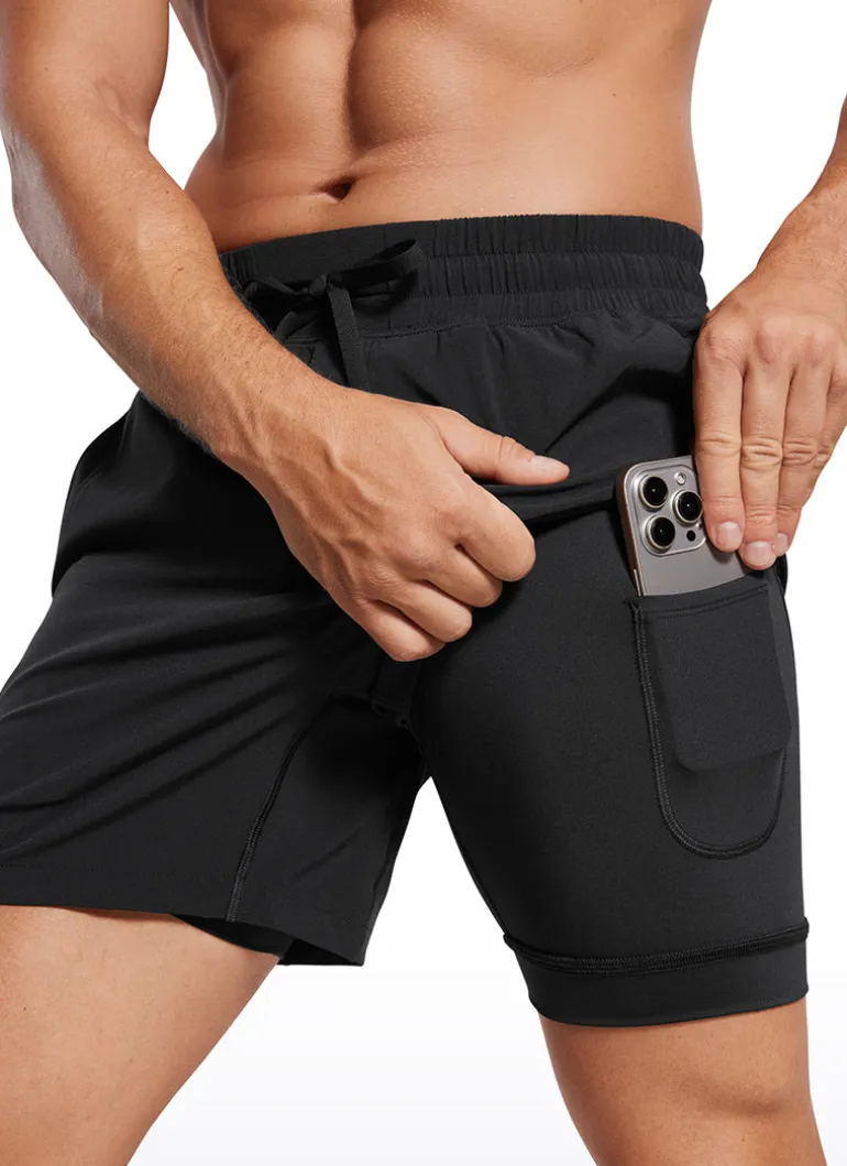 Feathery-Fit 2 in 1 Athletic Shorts 5''- with Pockets