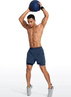 Feathery-Fit 2 in 1 Athletic Shorts 5''- with Pockets & Long Liner