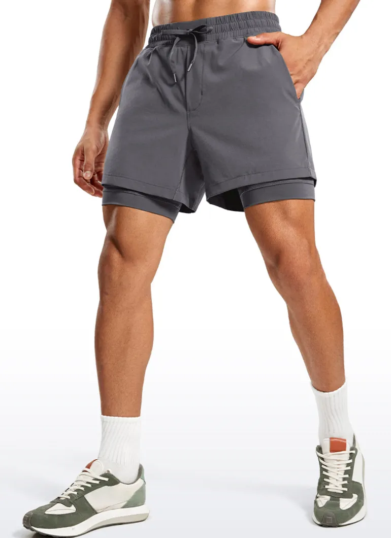 Feathery-Fit 2 in 1 Athletic Shorts 5''- with Pockets & Long Liner