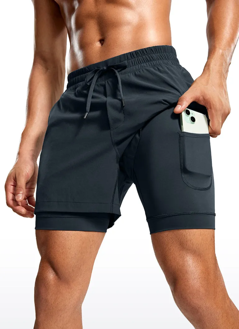 Feathery-Fit 2 in 1 Athletic Shorts 5''- with Pockets & Long Liner