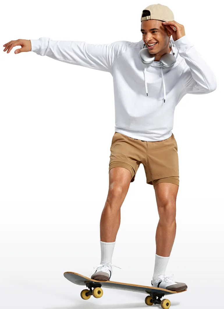 Feathery-Fit 2 in 1 Athletic Shorts 5''- with Pockets & Long Liner