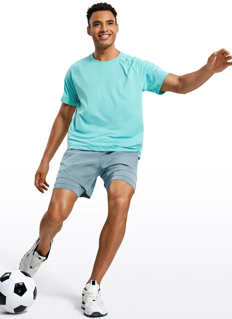 Feathery-Fit 2 in 1 Athletic Shorts 5''- with Pockets & Long Liner