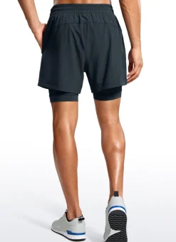 Feathery-Fit 2 in 1 Athletic Shorts 5''- with Pockets & Long Liner