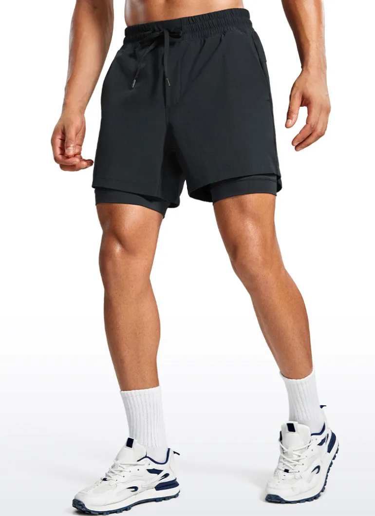 Feathery-Fit 2 in 1 Athletic Shorts 5''- with Pockets & Long Liner