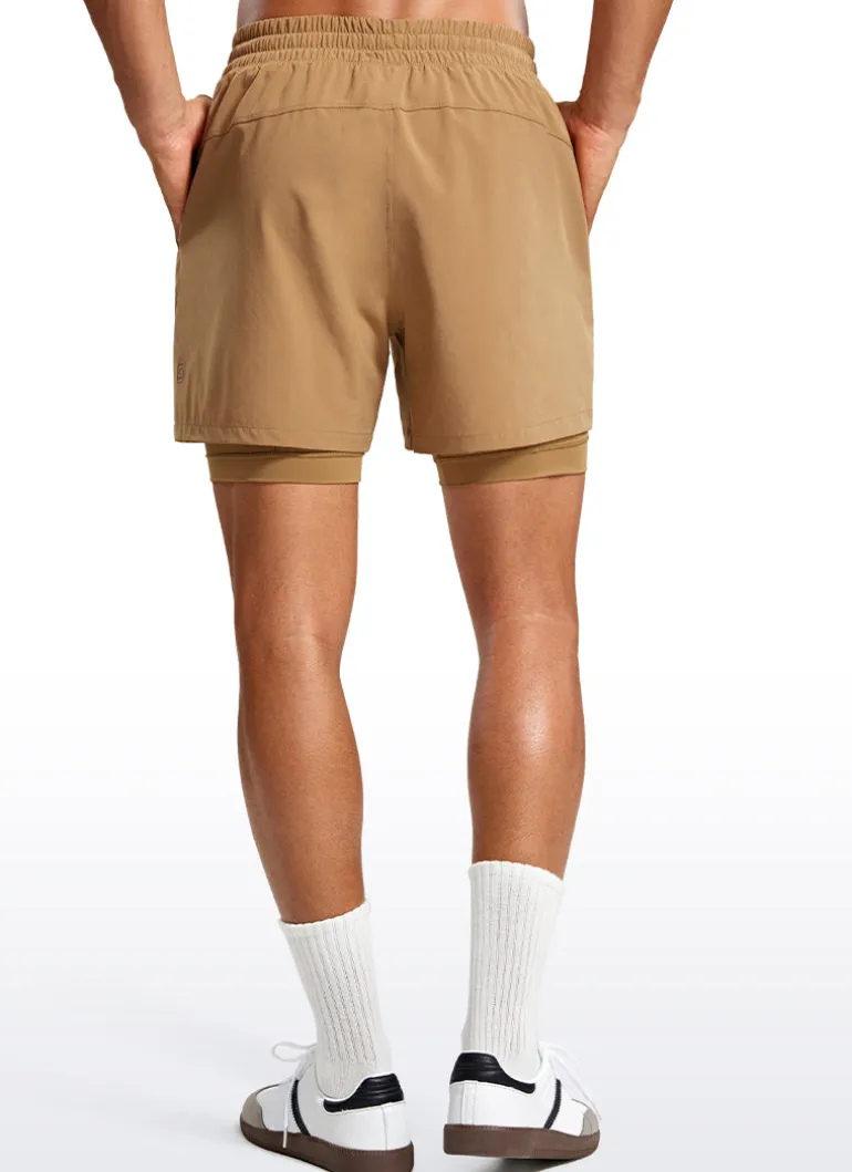 Feathery-Fit 2 in 1 Athletic Shorts 5''- with Pockets & Long Liner