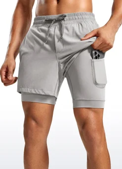 Feathery-Fit 2 in 1 Athletic Shorts 5''- with Pockets & Long Liner