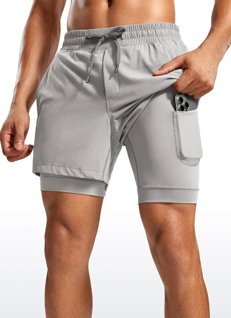 Feathery-Fit 2 in 1 Athletic Shorts 5''- with Pockets & Long Liner