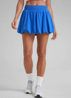 Feathery-Fit Soft Bubble Hem Balloon Ruffle Skort