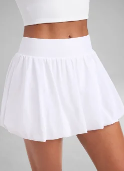 Feathery-Fit Soft Bubble Hem Balloon Ruffle Skort