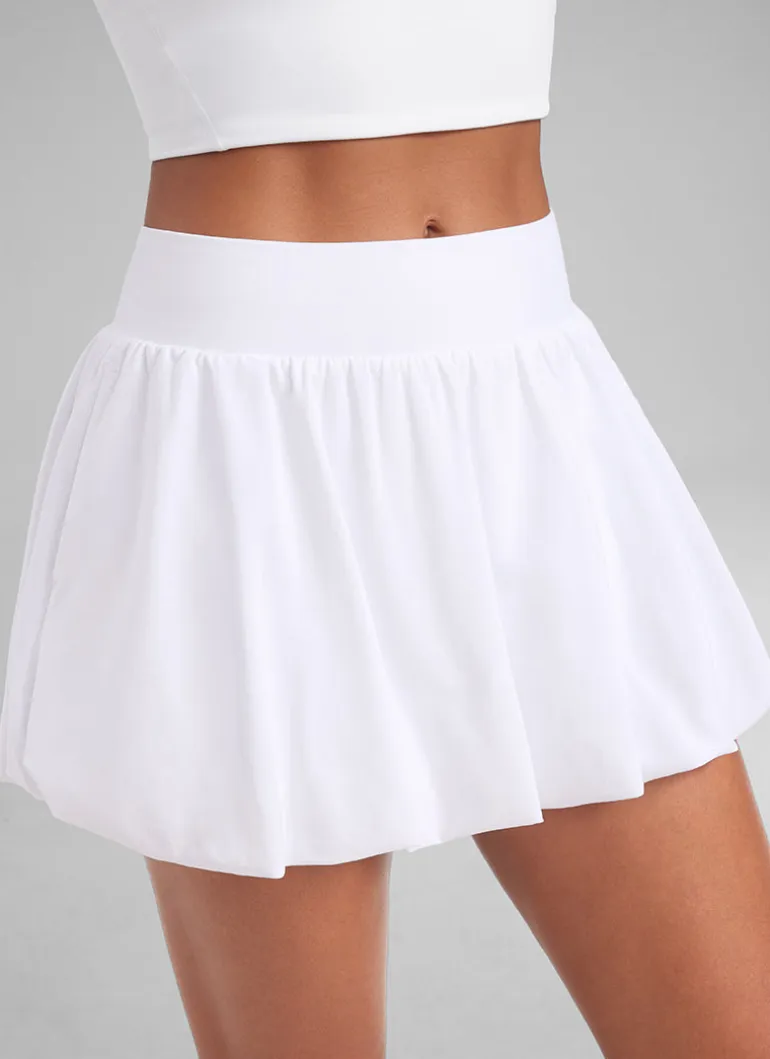 Feathery-Fit Soft Bubble Hem Balloon Ruffle Skort
