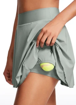 Feathery-Fit Soft Flat Waist Ruffle Layered Tennis Skirts 15''