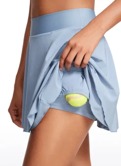 Feathery-Fit Soft Flat Waist Ruffle Layered Tennis Skirts 15''