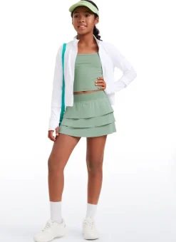 Feathery-Fit Soft Girls Athletic Ruffle Skirts with Shorts