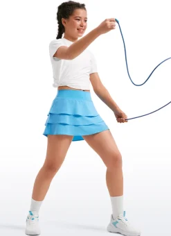 Feathery-Fit Soft Girls Athletic Ruffle Skirts with Shorts
