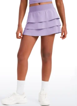 Feathery-Fit Soft Girls Athletic Ruffle Skirts with Shorts