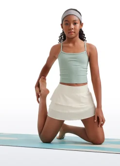 Feathery-Fit Soft Girls Athletic Ruffle Skirts with Shorts